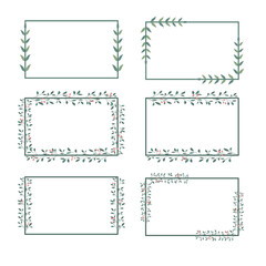 Set of Leaf Rectangle Border Frame