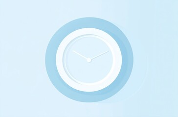 A white clock with the hands at the numbers 3 and 9. The clock is surrounded by a blue background