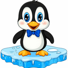 Obraz premium Cute cartoon penguin on an ice floe