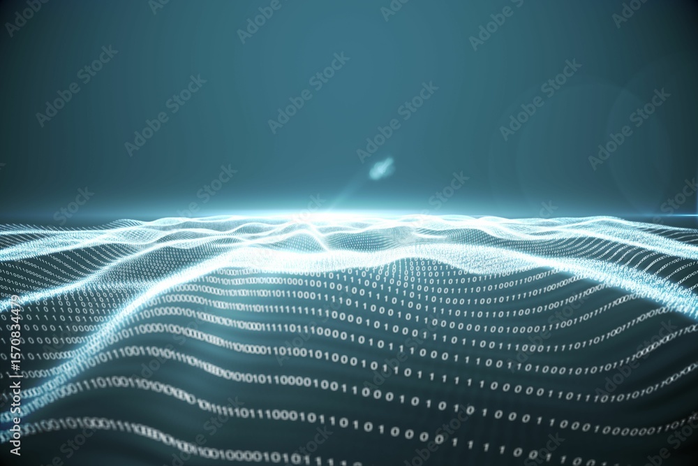 Poster digitally generated binary code landscape