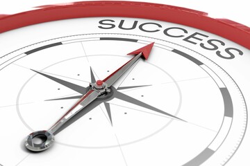 Compass pointing to success