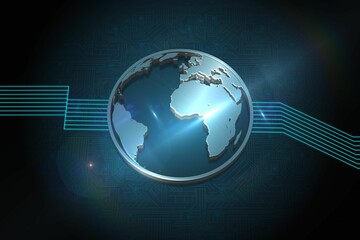 Shiny globe on black background
