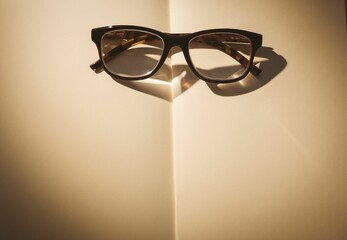 Obraz premium Directly above shot of eyeglasses on book