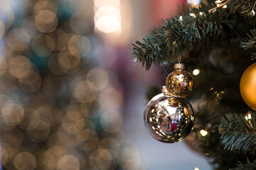 Magical Christmas background. Concept of preparation and decoration for the New Year. Holiday toys...