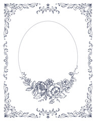 Vintage vector frame with a lot of floral elements, dividers, corners. Retro Victorian style.
