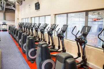 Cross trainers in health club