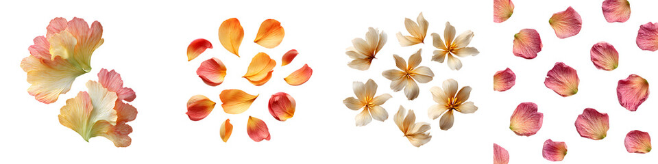 Fototapeta premium Assorted Flower Petals on White Background