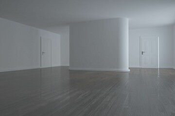 Fototapeta premium Bright room with two closed doors
