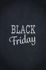 Obraz premium Chalkboard surface presenting stylized white chalk text reading BLACK Friday in flat design
