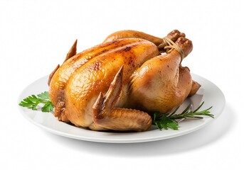 Roasted Chicken on white background isolated