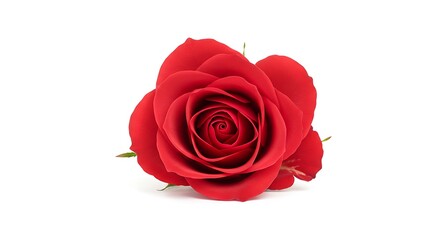 Single Red Rose Isolated on White Background Perfect for Valentine's Day or Romance