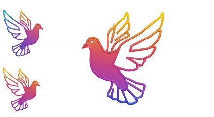 Obraz premium Colorful flying pigeons graphic design