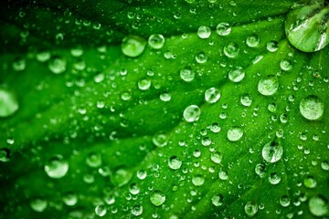 Close-up of water drops on green leaf