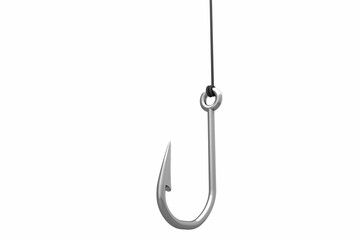 Steel hook over white background