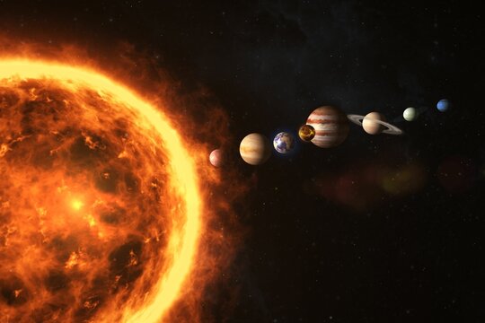 Fototapeta Digital composite image of planets with sun
