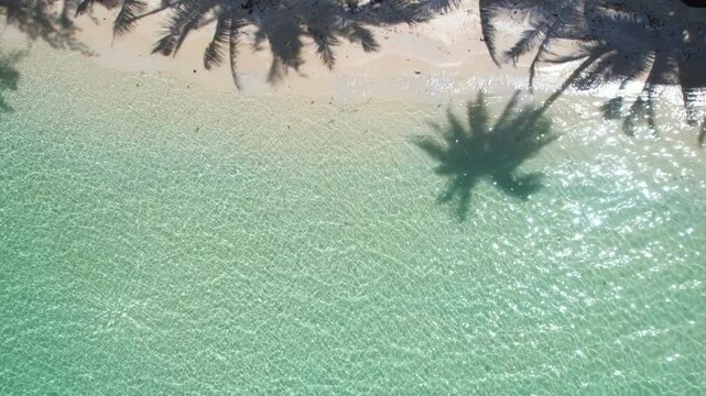 Nature of the beach and sea Summer with sunshine, sandy beaches, clear blue waters sparkling against the blue sky. On an island with good ecology and environment Background for summer vacation