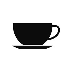 Black coffee cup and saucer silhouette beverage