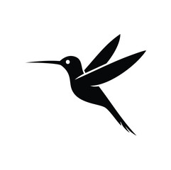Black hummingbird in flight with wings spread flying