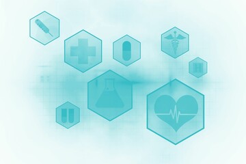 Blue medical interface with icons