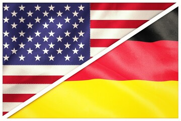 Flags of Germany and American flags