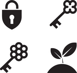 Visual Metaphors Security Growth and Solutions A Lock Two Keys and a Plant Symbolizing Trust Progress and Success