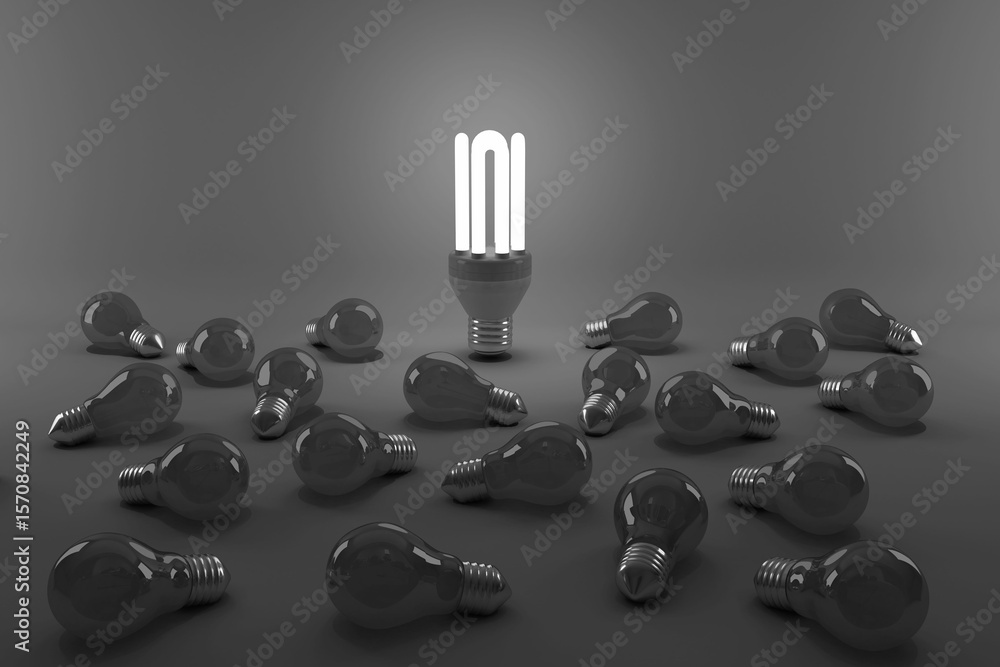 Aufkleber digital composite image of illuminated energy efficient lightbulb by bulbs