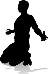 A soccer or football player male silhouette man