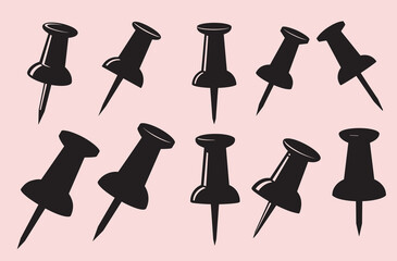 Push pin silhouette vector illustration