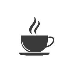 Dark gray steaming coffee cup on saucer vector