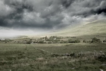 Schilderijen op glas Stormy countryside background © vectorfusionart