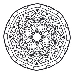 coloring page with mandala isolated in white