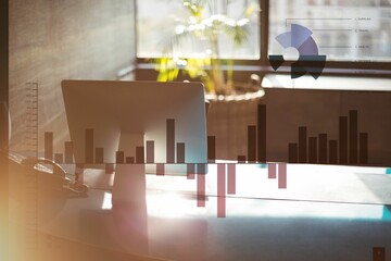 Graph on digital screen in office