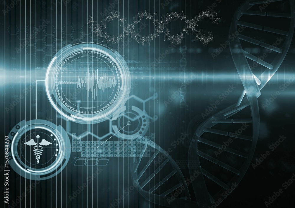 Poster digital composite image of dna helix