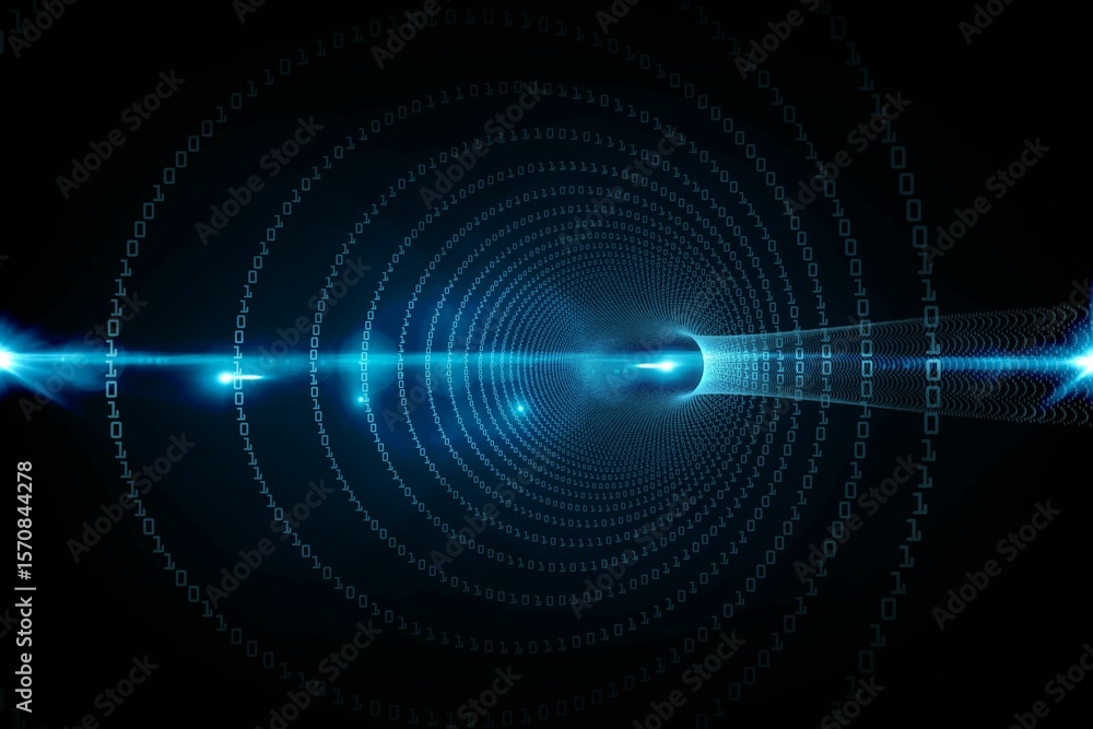 Poster spiral of binary code on black background