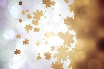  Golden maple leaf silhouettes are scattering across soft-focus bokeh gradient abstract flat design © vectorfusionart