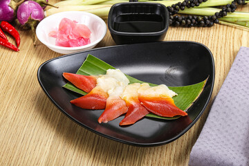 The stimpson surf clam or hokkigai sashimi