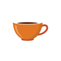 Orange coffee cup filled with dark beverage orange cup dark liquid