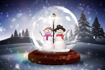 Digitally generated Snowman in a snow globe