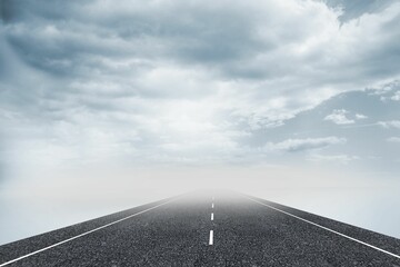 Fototapeta premium Cloudy landscape background with street