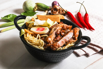 Japanese ramen soup with chicken