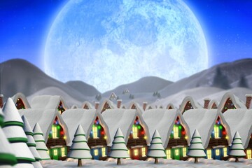 Quaint town with bright moon