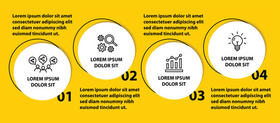 4 steps infographic template with 4 options. Flowchart that can be used for business report, data visualization and presentation. Timeline infographic elements vector illustration.
