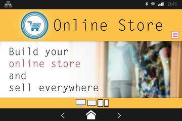 Online store web page on screen