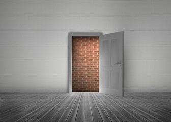 Obraz premium Open door with wall behind it