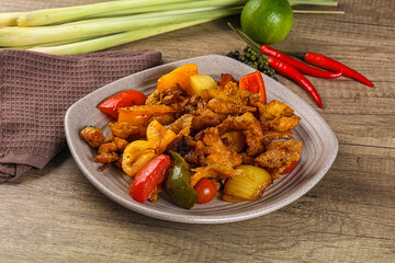Asian cuisine - roasted crocodile meat