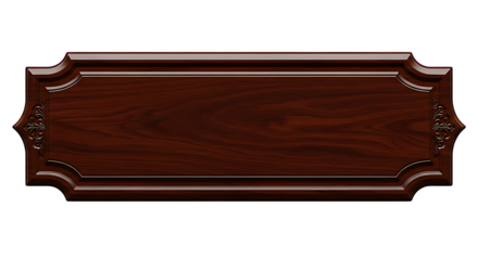 Elegant dark mahogany wooden plaque with decorative edges creates a sophisticated, classic frame element for diverse creative projects.