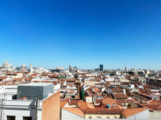 View of the rooftops of downtown Madrid, Spain