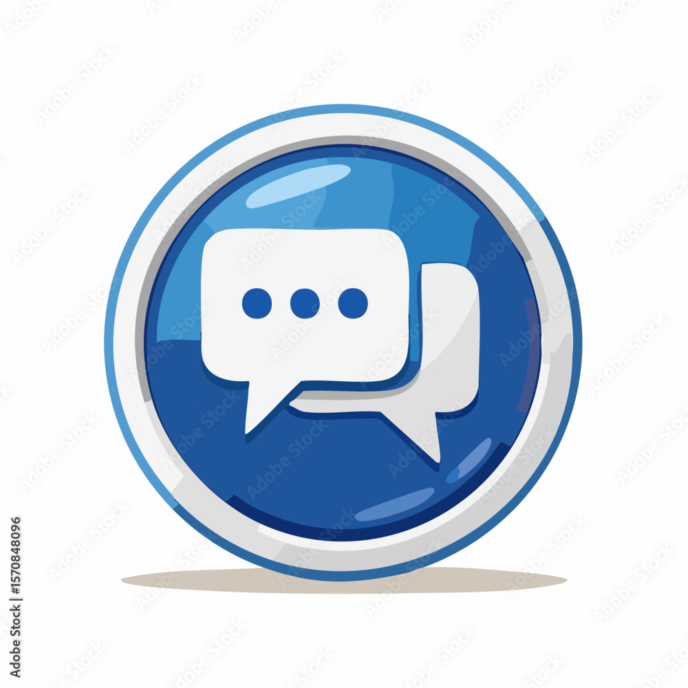 Poster blue chat bubble design for mobile apps, communication interface, or social media platforms; easily 
