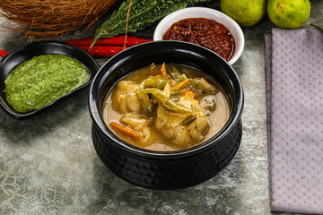 Chinese wonton soup with dumplings