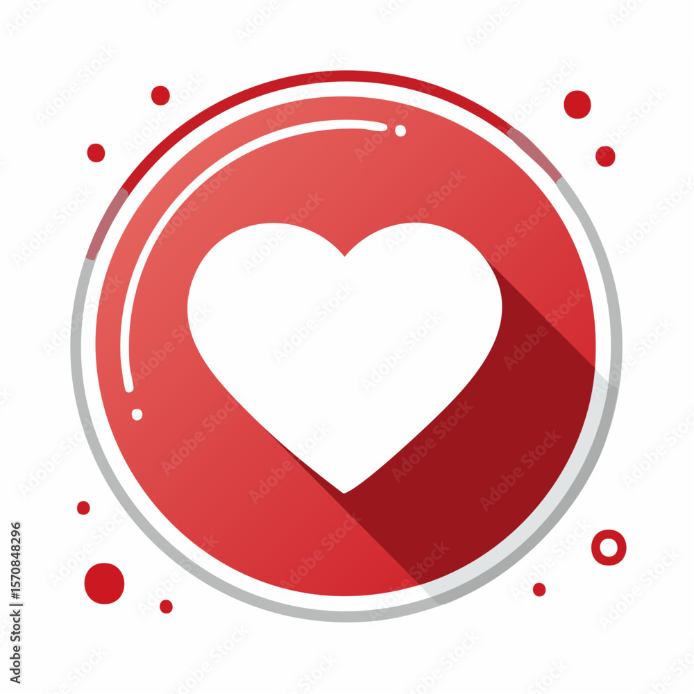 Aufkleber red heart emblem design with circular outline, suitable for branding projects or use in promotional 
